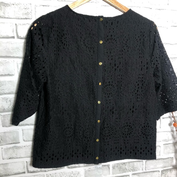 Cece black lace 3/4 sleeve top size S - Picture 6 of 8